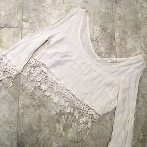 LF Bohemian Festival Detailed White Crop Top